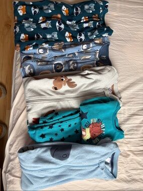 Place Kids Fleece and Knit Pajama Set Bundle in Teal, Blue, Gray, Cream, Green